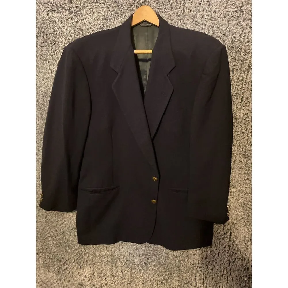 Vintage Pierre Cardin Men's Wool Blazer Black 42 Classic Fit Formal